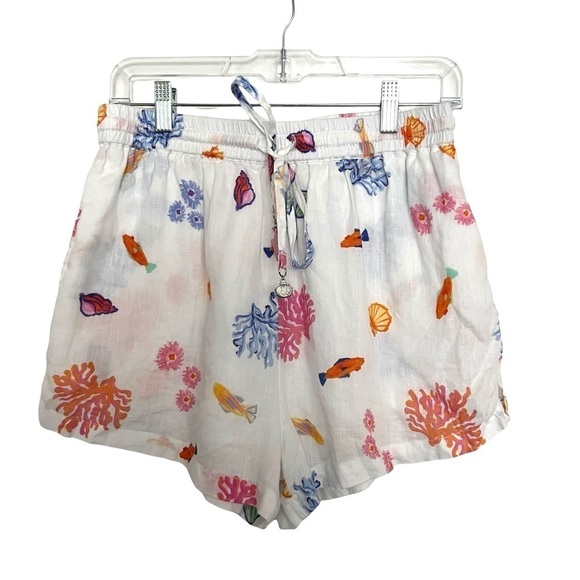 Seafolly White Under The Sea Beach 100% Linen Shirt and Shorts Set Medium - Picture 7 of 16